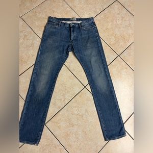 Acne Studios men’s mod contrast blue slim fit Jeans